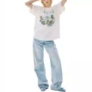 MARDI MERCREDI TSHIRT FLOWERMARDI JARDIN_CREAM MOSSGREEN FW25T