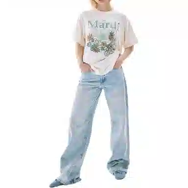 MARDI MERCREDI TSHIRT FLOWERMARDI JARDIN_CREAM MOSSGREEN FW25T