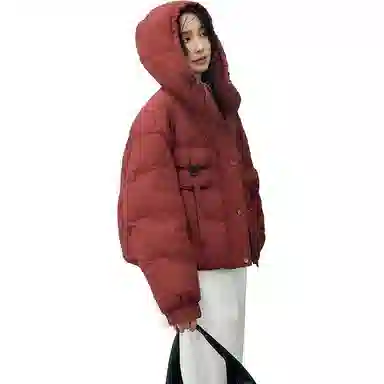 鸭鸭 纯色时尚连帽通勤简约舒适长袖羽绒服 女款