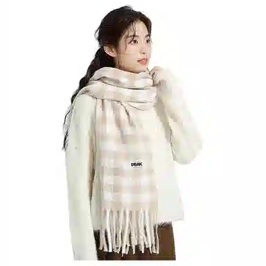 匹克 千鸟格  高级感氛围感穿搭小香风保暖防风防寒加厚套装 绒线围巾 女款