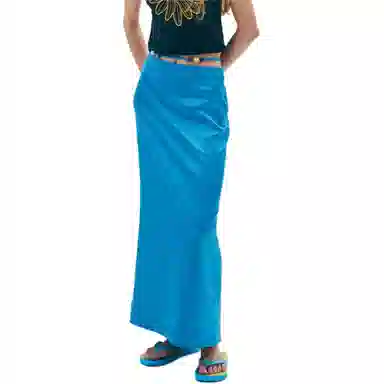 MARDI MERCREDI SS25 MAXI NATURAL STONE SKIRT_BLUE