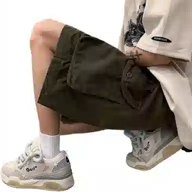 沐诚阳译 大口袋工装男款夏季美式复古机能宽松休闲裤潮牌设计感五分裤短裤 男款