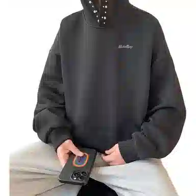 【立体珍珠帽檐连帽外套】布客行 美式复古潮牌高街舒适百搭大码创意套头长袖宽松慵懒亲肤港风纯色学院风卫衣 男女同款