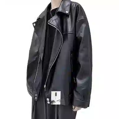 【个性做旧痞帅机车斜拉链】布客行 复古街头潮酷前卫摩登赛博朋克质感宽松休闲百搭皮衣小众设计高级感日常夹克 男女同款