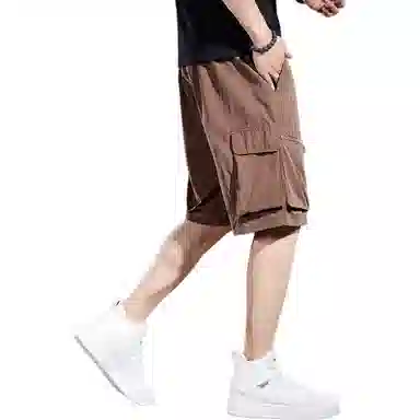 贵色 夏季 纯色口袋废土风男装机能风高端美式冰丝速干潮牌英伦风设计感宽松直筒休闲运动五分裤工装短裤 男女同款 基础色（黑灰白等）