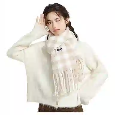 匹克 千鸟格  高级感氛围感穿搭小香风保暖防风防寒加厚套装 绒线围巾 女款