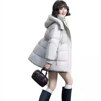 鸭鸭 加厚冬季韩版休闲中长款连帽长袖羽绒服 女款