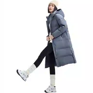 佐丹奴 纯色可卸帽侧开叉梭织长款控温蓄热羽绒服 女款