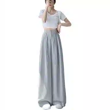 黛尔佳人 纯色时尚薄款阔腿休闲裤 女款