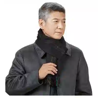 恒源祥 横条保暖 山羊绒 绒线围巾 男款