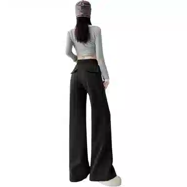 沐晓欣 糖果色腰微喇辣妹显瘦百搭拖地裤休闲裤 女款