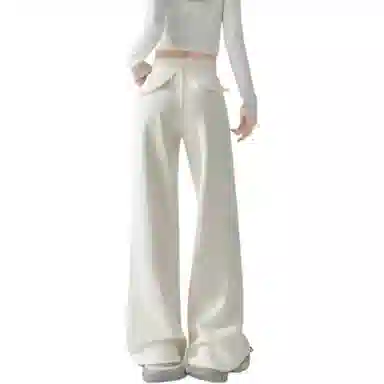 沐晓欣 糖果色腰微喇辣妹显瘦百搭拖地裤休闲裤 女款