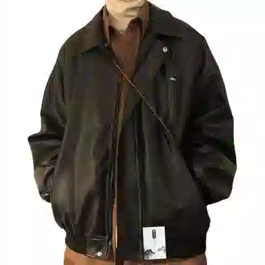 【春秋美式复古机车早秋短外套】布客行 痞帅酷飒狂野硬朗不羁摇滚叛逆做旧水洗慵懒休闲宽松重磅舒适通勤个性百搭  夹克 男女同款