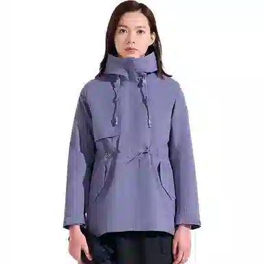 探路者  运动休闲简约纯色连帽  防水防风冲锋衣 女款 寂静紫
