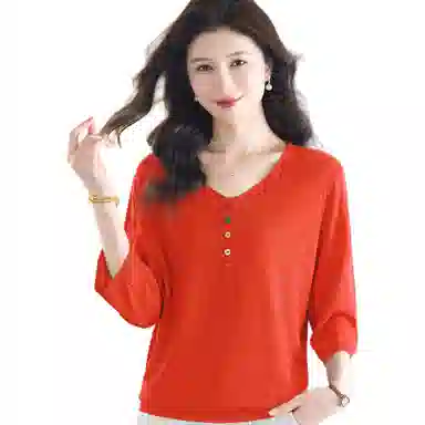 恒源祥 纯色休闲百搭长袖针织衫 女款