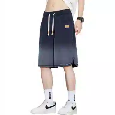 稻草人 男士夏季薄款渐变天丝潮牌宽松直筒休闲时尚百搭星空五分裤牛仔短裤 男女同款