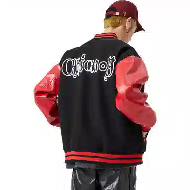 RAP PANDA Embroidered Baseball Jacket Navy