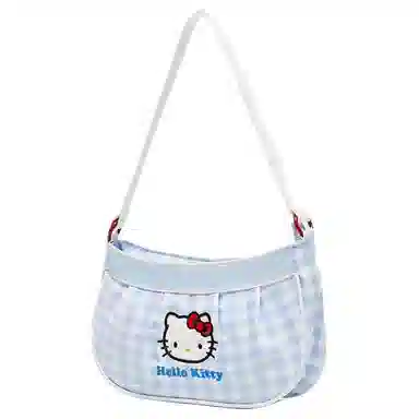 三福 可爱凯蒂猫图案 织物 单肩包 中号 女款 蓝色