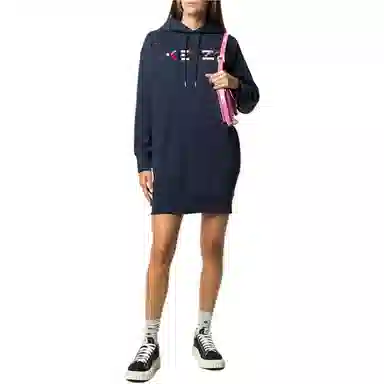 KENZO Logo Hoodie Dress Blue