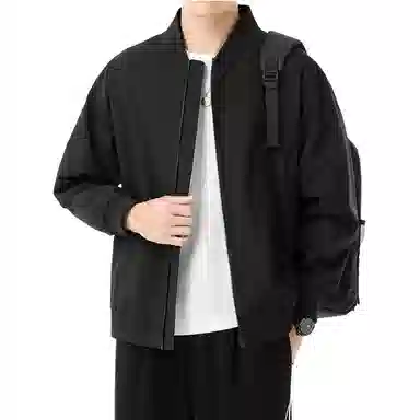 零氏 韩版纯色简约设计春秋款棒球服青年潮流休闲百搭大码长袖夹克 男女同款