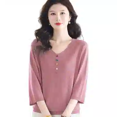 恒源祥 纯色休闲百搭长袖针织衫 女款