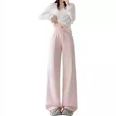 沐晓欣 糖果色腰微喇辣妹显瘦百搭拖地裤休闲裤 女款