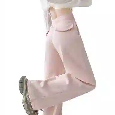 沐晓欣 糖果色腰微喇辣妹显瘦百搭拖地裤休闲裤 女款