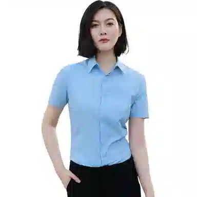 欧迪芬 简约高街职业暗扣设计修身工作服正装工装衬衣休闲短袖衬衫 女款