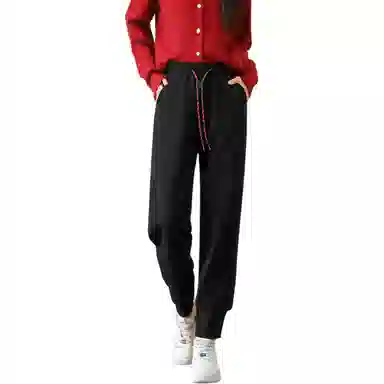 法文箱子 束脚系绳束脚休闲裤 女款 黑色