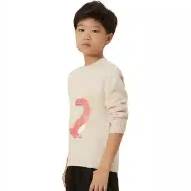 儿童款 恒源祥 打底加厚针织保暖印花毛衣 粉杏