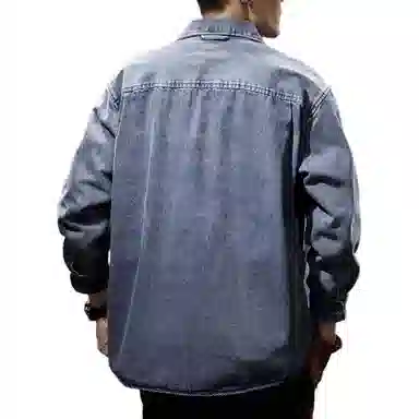 贵色 美式高街英伦风简约潮牌时尚都市风水洗立体裁剪设计工装牛仔外套 男女同款