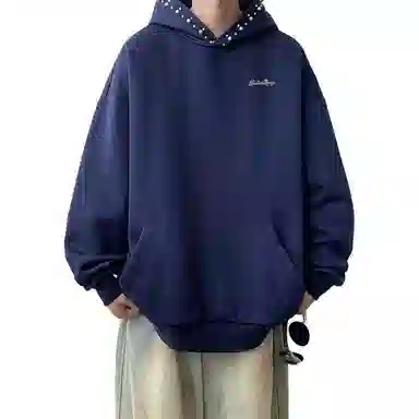 【立体珍珠帽檐连帽外套】布客行 美式复古潮牌高街舒适百搭大码创意套头长袖宽松慵懒亲肤港风纯色学院风卫衣 男女同款