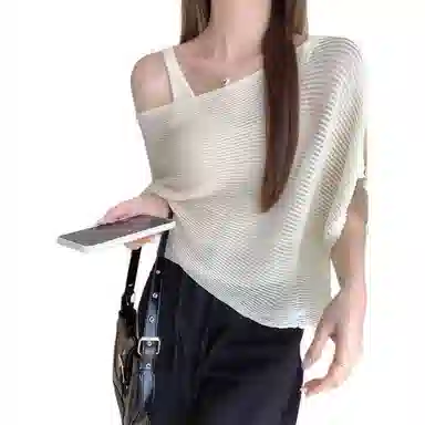 水中花 韩版镂空上衣背心两件套针织衫 女款