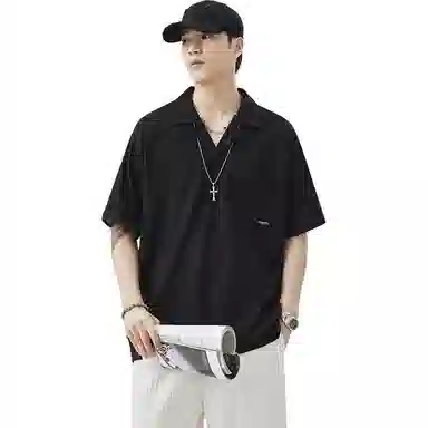 希越 冰丝针织休闲短袖衬衫 男款 黑色