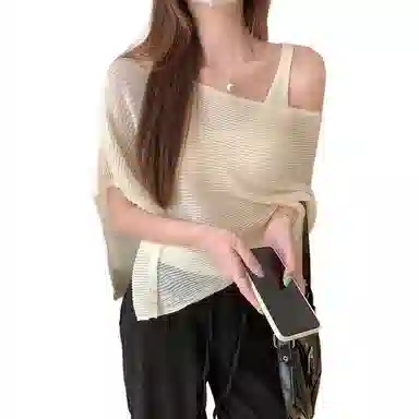 水中花 韩版镂空上衣背心两件套针织衫 女款