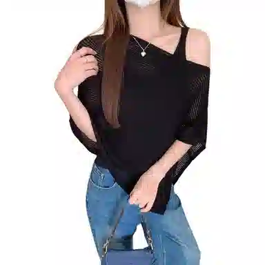 水中花 韩版镂空上衣背心两件套针织衫 女款