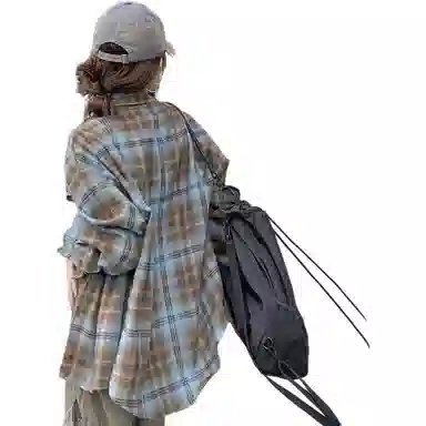 颂希尔 美式复古格子春秋休闲宽松高街高级感百搭衬衣外套长袖衬衫 男女同款
