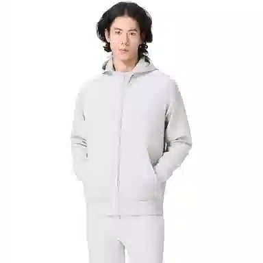 李生制造 经典时尚舒适休闲连帽常规合身厚款纯色插肩拉链不加绒长袖卫衣 男款