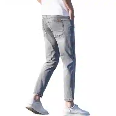 炳盛 夏季薄款修身小脚裤韩版弹力休闲九分牛仔裤 男女同款