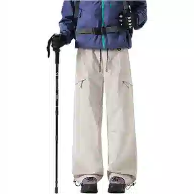 拓菲 美式机能拼接褶皱伞兵裤子男秋季潮牌宽松直筒阔腿百搭大口袋休闲工装裤 男女同款