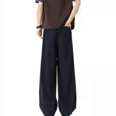 吉肯蒂 潮牌美式速干刺绣假两件宽松垂感直筒裤休闲裤 男女同款