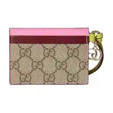 Gucci GG Supreme Butterfly Card Holder Beige Brown