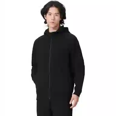 李生制造 经典时尚舒适休闲连帽常规合身厚款纯色插肩拉链不加绒长袖卫衣 男款