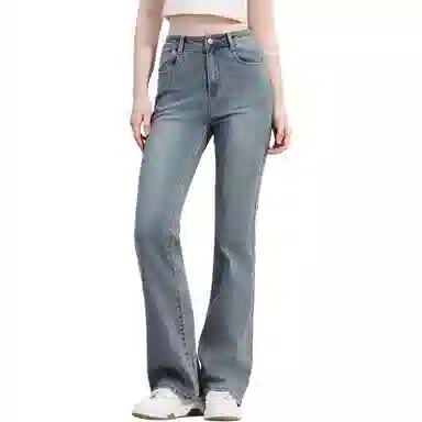 美特斯邦威 复古高腰修身弹力喇叭牛仔裤 女款