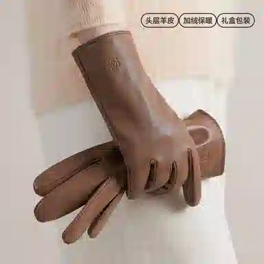 玖慕 秋冬季保暖 羊头层皮革 真皮手套 女款