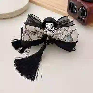 彤彤兔 国风流苏抓夹水墨气质百搭花朵鲨鱼夹头饰发饰古风 布艺 发夹 女款