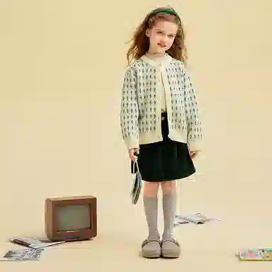 青蛙王子 时尚休闲圆领单排扣长袖毛衣 全色 中小童