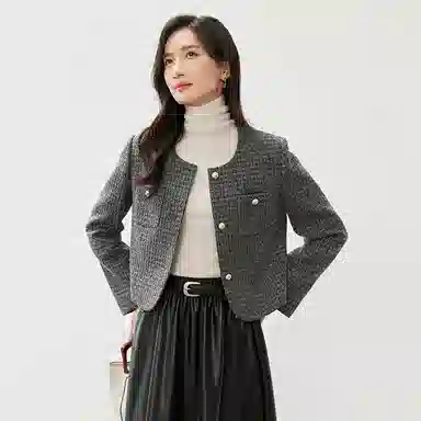SENTUBILA Elegant Round Neck Short Jacket