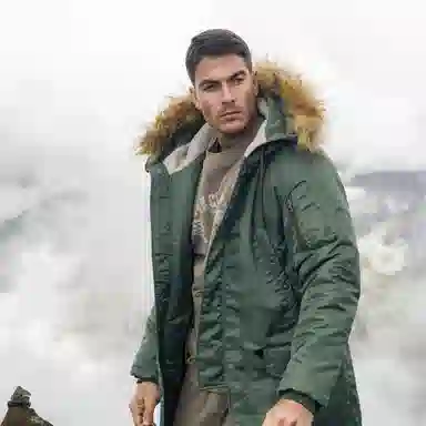 AKCLUB Vintage Quilted Hooded Coat Military Gray