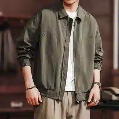 格蓝鹿 美式休闲翻领短款工装风百搭潮牌休闲日系复古外套上衣夹克 男女同款